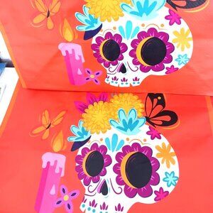 Dia de Los Muertos - Lot Of 4 Sugar Skull Reusable Halloween Large Bags New